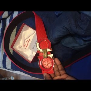 Red Ferragamo belt